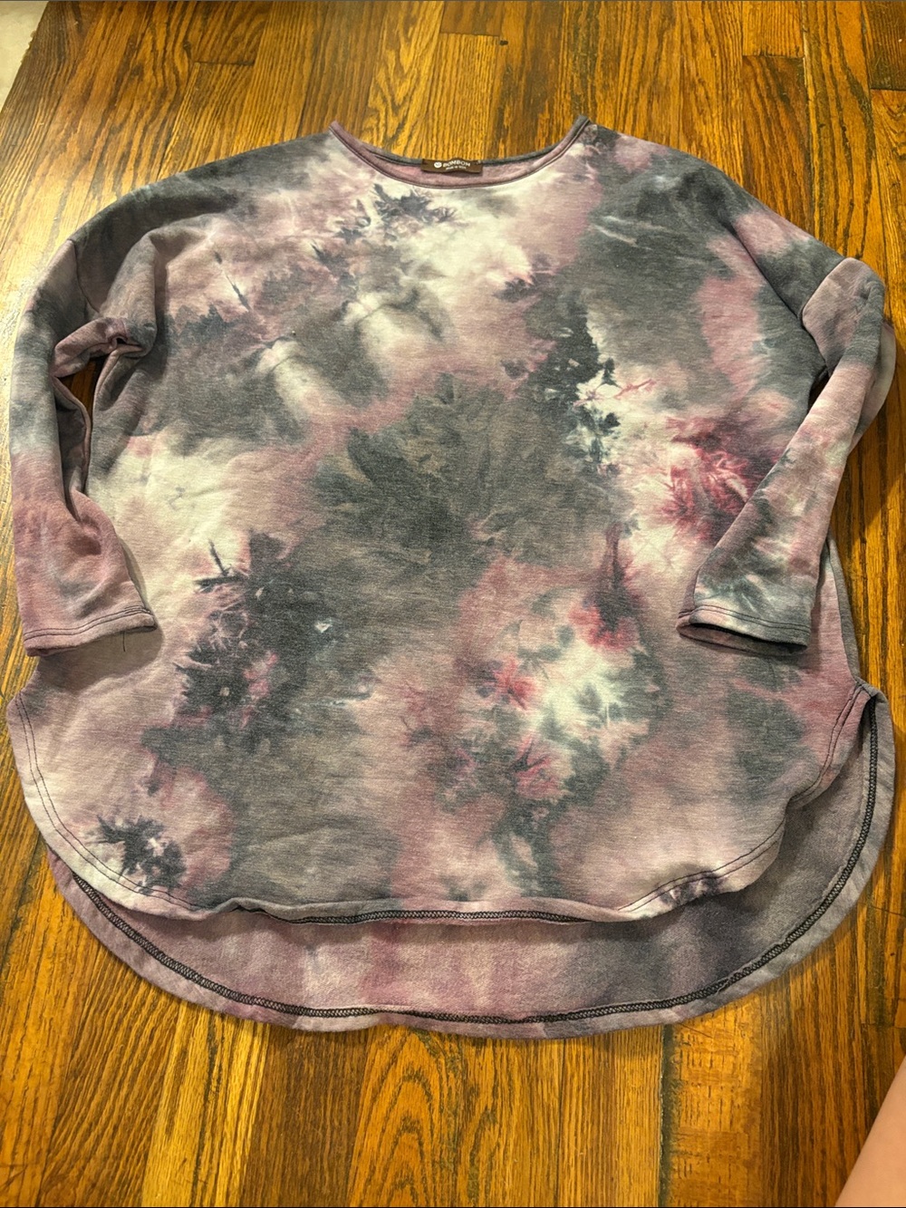 🎉EUC! Bombom Washed Tie-Dye Crewneck Sweatshirt - Pink & Gray
